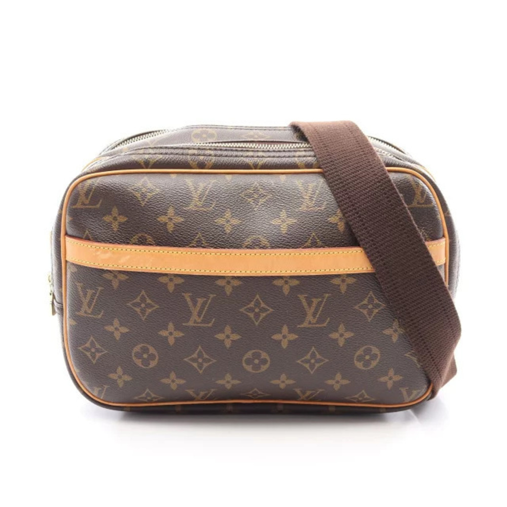 Louis Vuitton Reporter Shoulder Bag Canvas Leather Monogram Brown